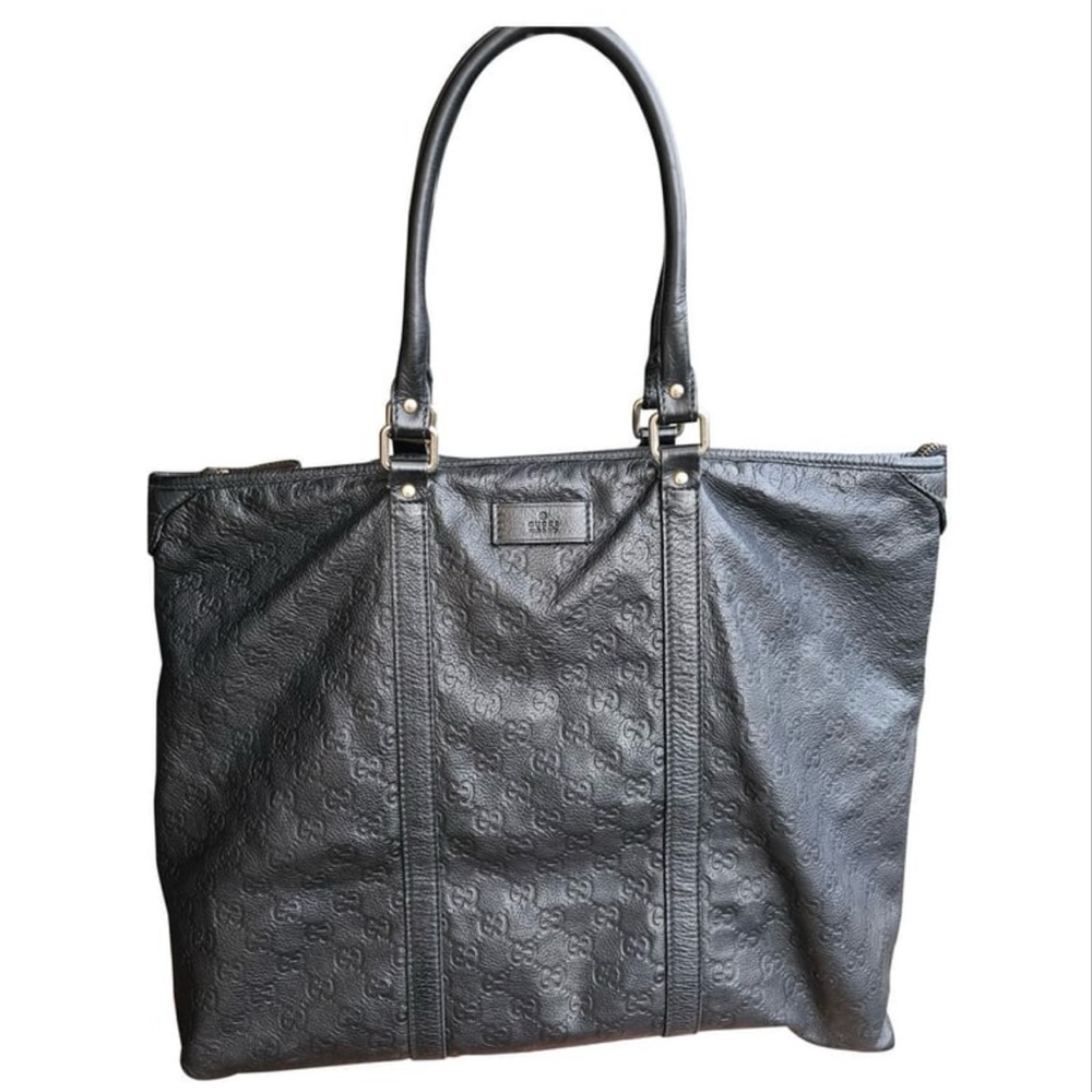 Gucci Black Embossed Leather Tote